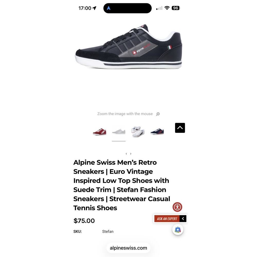 Alpine Swiss Mens Black Tennis Shoe size 9